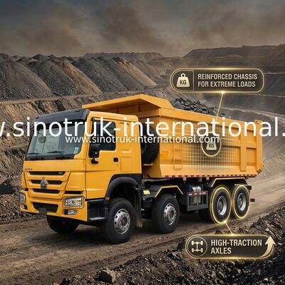 Sinotruk Howo Tipper Dump Truck 8 × 4 Lhd 12 Roda Bentuk U Tipper Body Euro 2