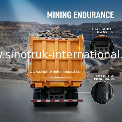 SINOTRUK Heavy Duty Tipper Dump Truck LHD Dengan Kabin Skeleton Kekuatan Tinggi Satu Sisi 371HP