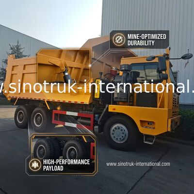 SINOTRUK Heavy Duty Tipper Dump Truck LHD Dengan Kabin Kerangka Kekuatan Tinggi Unilateral Kuning