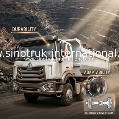 HOWO N7 LHD 12roda 8X4 400HP Dump Truck Untuk Pertambangan