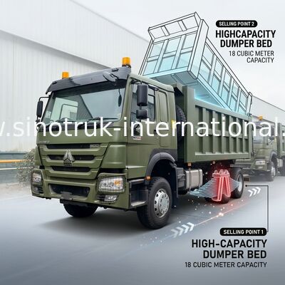 RHD 6×4 10 roda ZZ3257V3847B1R 400HP Hijau HOWO Tipper Truck Kekuatan kuda tinggi