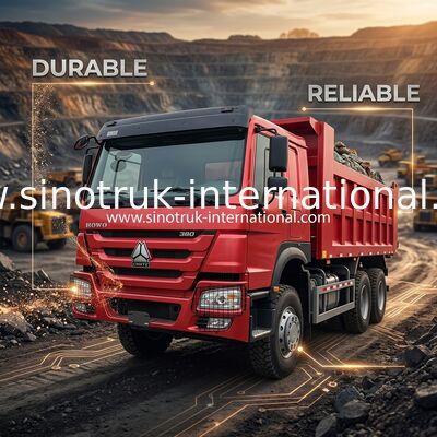 SINOTRUCK Howo Tipper Dump Truck 380Hp 6 × 4 20CBM Kotak 10 Roda Smashing Angle besi