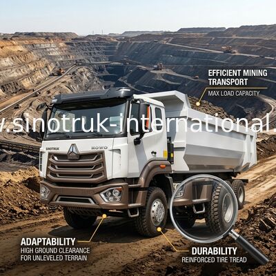 HOWO N7 Cab LHD 12roda 8X4 400HP Dump Truck Untuk Penambangan Tipe U
