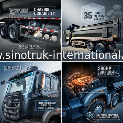 RHD 8×4 12 Roda HOWO Truk Tipper 380HP