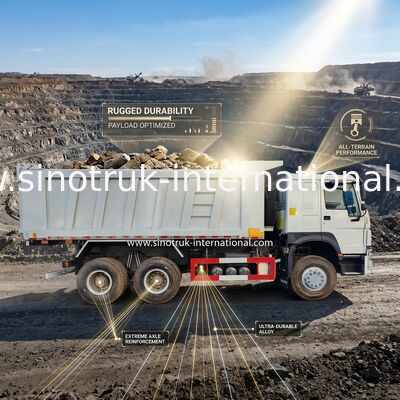 RHD 6×6 10 roda Putih HOWO Truk Tipper Full Drive Kekuatan kuda tinggi 380HP