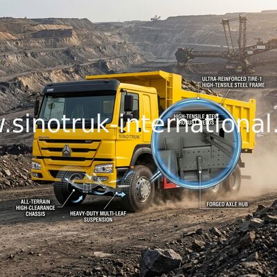 10 Roda Tenaga Kuda Tinggi 400HP HOWO Tipper Dump Truck Konsumsi Bahan Bakar Rendah