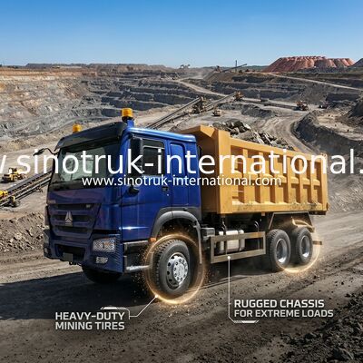 Biru Kuning SINOTRUK HOWO 400HP 6x4 TIPPER DUMP TRUCK LHD Euro II