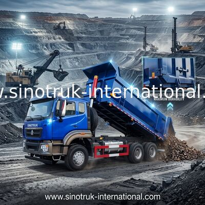 SINOTRUK HOWO Tipper Dump Truck 6 × 4 10 Roda RHD 380Hp U Tipe Satu Lampu Peringatan