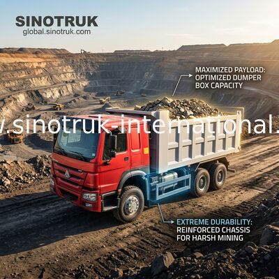 Sinotruk Howo Tipper Dump Truck 400Hp 6 × 4 20CBM Front Lifting Hydraulic Cylinder