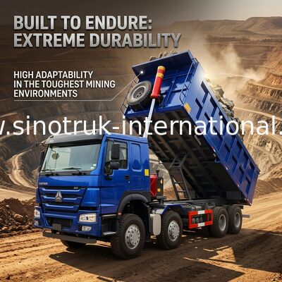 400HP Konsumsi Bahan Bakar Rendah HOWO Blue Tipper Dump Truck RHD 6×4 12roda Tenaga Kuda Tinggi