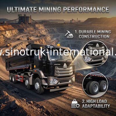 SINOTRUK HOHAN 8×4 Black Tipper Dump Truck Untuk Konstruksi