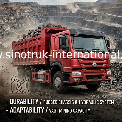 Red HOWO SINOTRUK Dump Truck 10 - 25 Meter Kubik Beban 25 - 40t ZZ3257N3847A