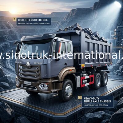 Sinotruk New Howo Tipper Dump Truck 6 × 4 10 Roda 380Hp Untuk Ekspor