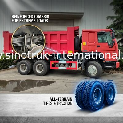 10 Roda LHD HOWO 6x4 Tipper Truck Tenaga Kuda Tinggi 400HP Konsumsi Bahan Bakar Rendah