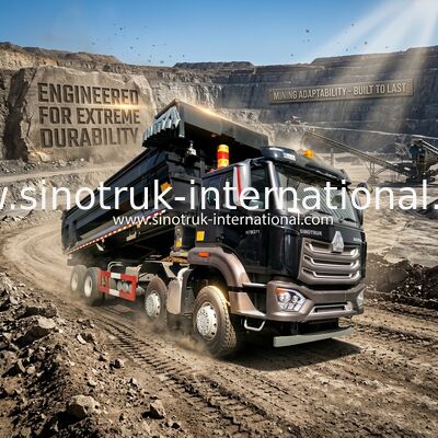 Sinotruk HOWO Tipper Dump Truck 8X4 371hp 12 Roda Hitam N7 ZZ3317V386JB1R