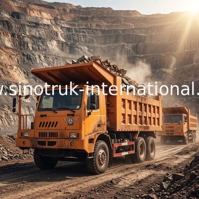 6X4 LHD Mining Tipper Dump Truck 371HP 70 Ton SINOTRUK HOWO Untuk Industri Pertambangan