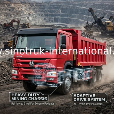 Sinotruk Howo Tipper Dump Truck 12 Roda 400Hp 8 × 4 Penambangan