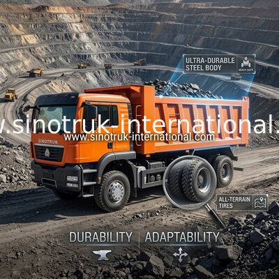 Oranye Sinotruk Howo 6 X 4 Tipper Dump Truck Baru 371HP LHD