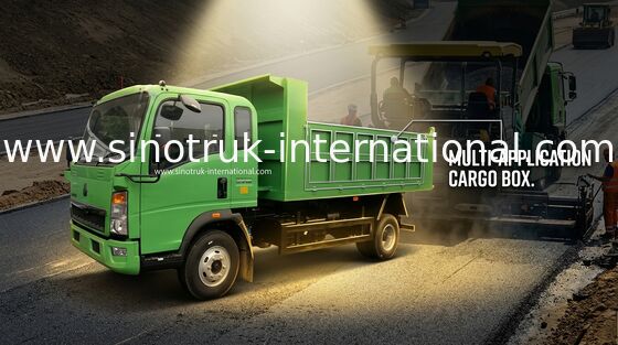 Truk Dump Tipper Hijau Howo 116hp Baja Berkekuatan Tinggi