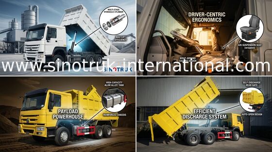 Sinotruk Howo 6 X 4 10 Roda Tipper Dump Truck 400hp Pengangkatan Tengah