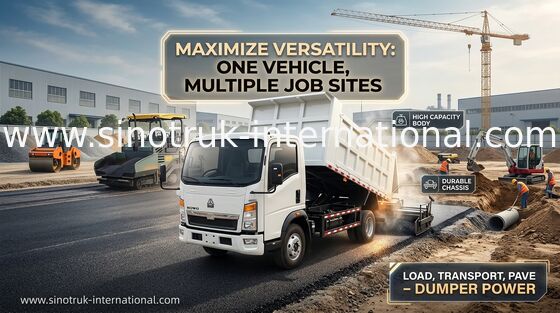 Truk Dump Tipper Putih, Howo Tipper Truck Drive Tangan Kanan