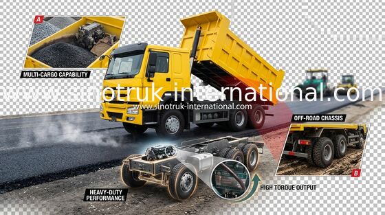 371HP LHD SINOTRUK HOWO 6x4 Dump Truck Untuk Penambangan Menggunakan