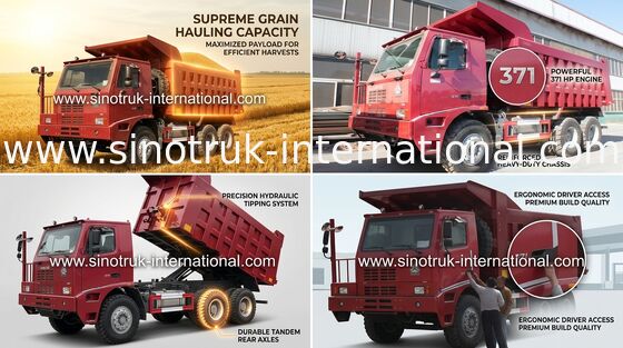 10 Roda 70 Ton Dump Truck Dengan Skeleton Cab Kekuatan Tinggi Unilateral