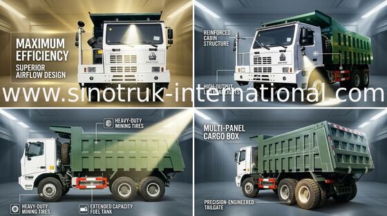 Heavy Duty Tipper Dump Truck LHD Dengan Unilateral High Strength Skeleton Cab