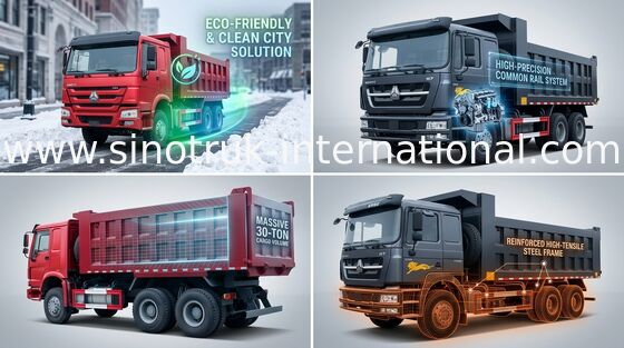 Tipper Dump Truck SINOTRUK HOWO 10 roda 371HP beban 25-40tons 10-25CBM barang