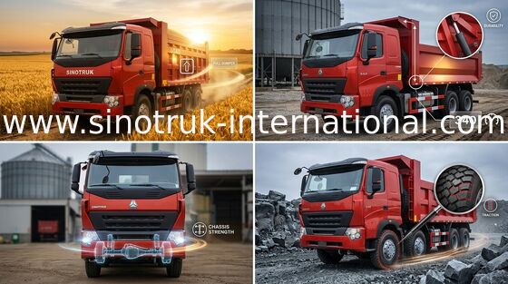 SINOTRUK Tipper Dump Truck HOWO A7 371HP mesin untuk Pertambangan ZZ3257N3847N1