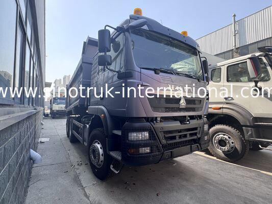 SINOTRUK HOWO TX Model 371HP LHD Tipper Dump Truck 6X4 Dengan Lampu Peringatan Tipe U Warna Abu-abu