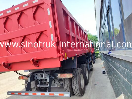 Heavy Duty Red 6*4 Tipper Truck 20 Meter Kubik 371HP Mesin, 40-50 Ton Muatan untuk Pengangkutan Tambang
