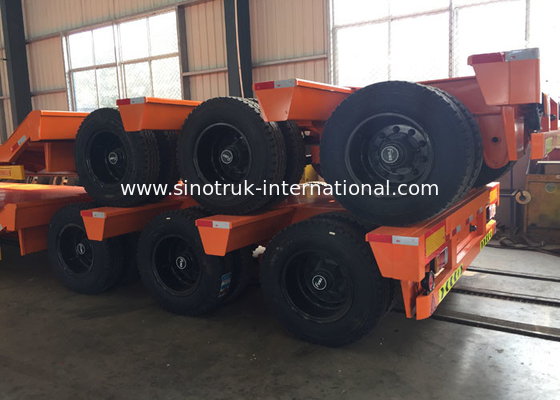 Truk Semi Trailer Hidrolik Flatbed Untuk Pemuatan Konstruksi 80 Ton 17m