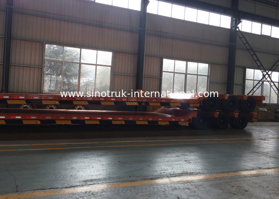 Truk Semi Trailer Hidrolik Flatbed Untuk Pemuatan Konstruksi 80 Ton 17m