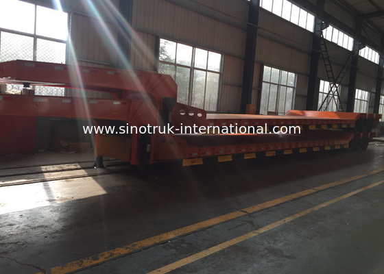 Truk Semi Trailer Hidrolik Flatbed Untuk Pemuatan Konstruksi 80 Ton 17m