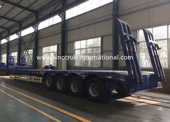 Truk Semi Trailer Hidrolik Flatbed 4 As Kapasitas 50-80 Ton