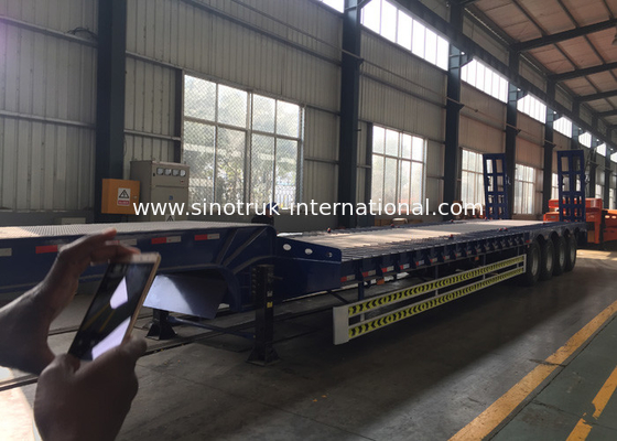 Truk Semi Trailer Hidrolik Flatbed 4 As Kapasitas 50-80 Ton
