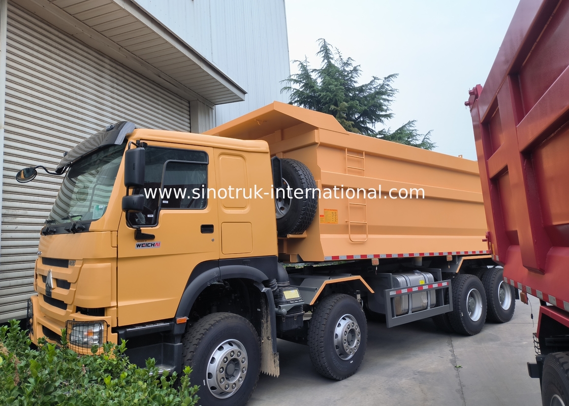 Sinotruk Howo Tipper Dump Truck 8 × 4 Lhd 12 Roda Bentuk U Tipper Body Euro 2