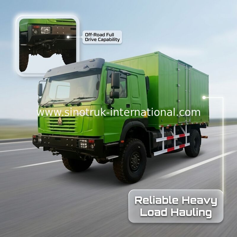 4X4 LHD Cargo Truck dengan Tangki Kargo 5000*2300*2300 mm dan Poros Belakang 16T untuk Transportasi Tugas Berat