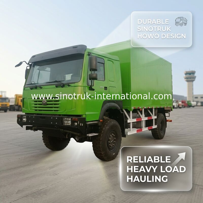 SINOTRUK Heavy Duty Truck dengan tipe drive 4X4 LHD, tangki kargo 5000*2300*2300 mm, dan kapasitas poros belakang 16 ton untuk mengangkut beban berat