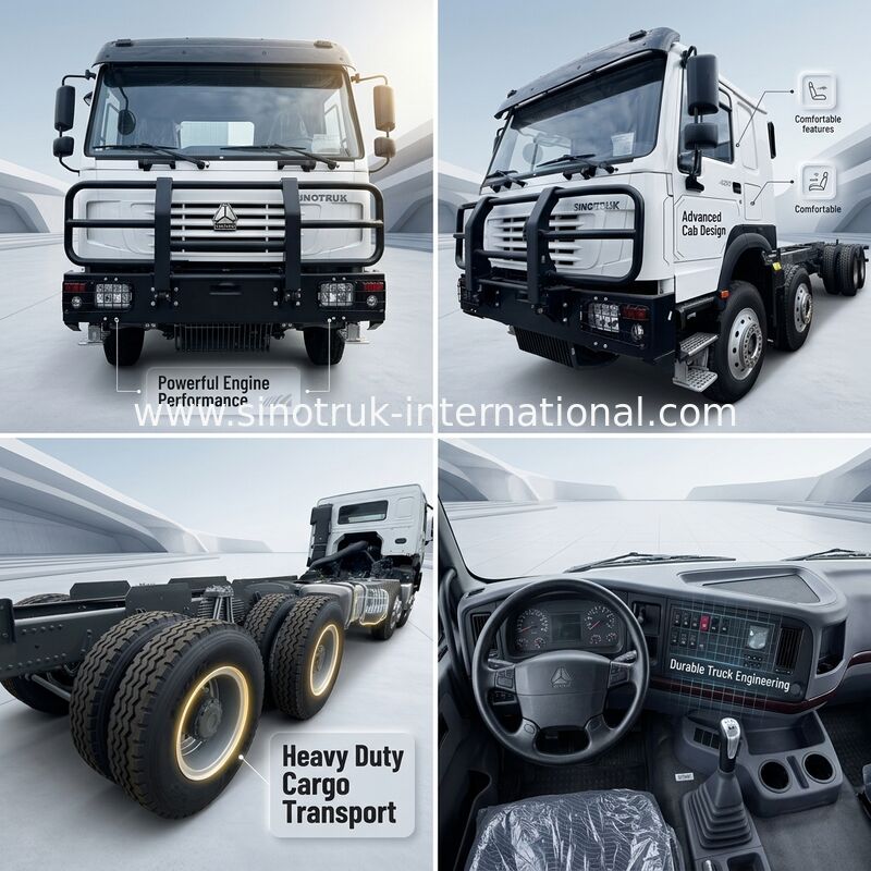 Truk Kargo Sinotruk HOWO 8X4 400hp 12 Roda Kabin Wajah Hantu