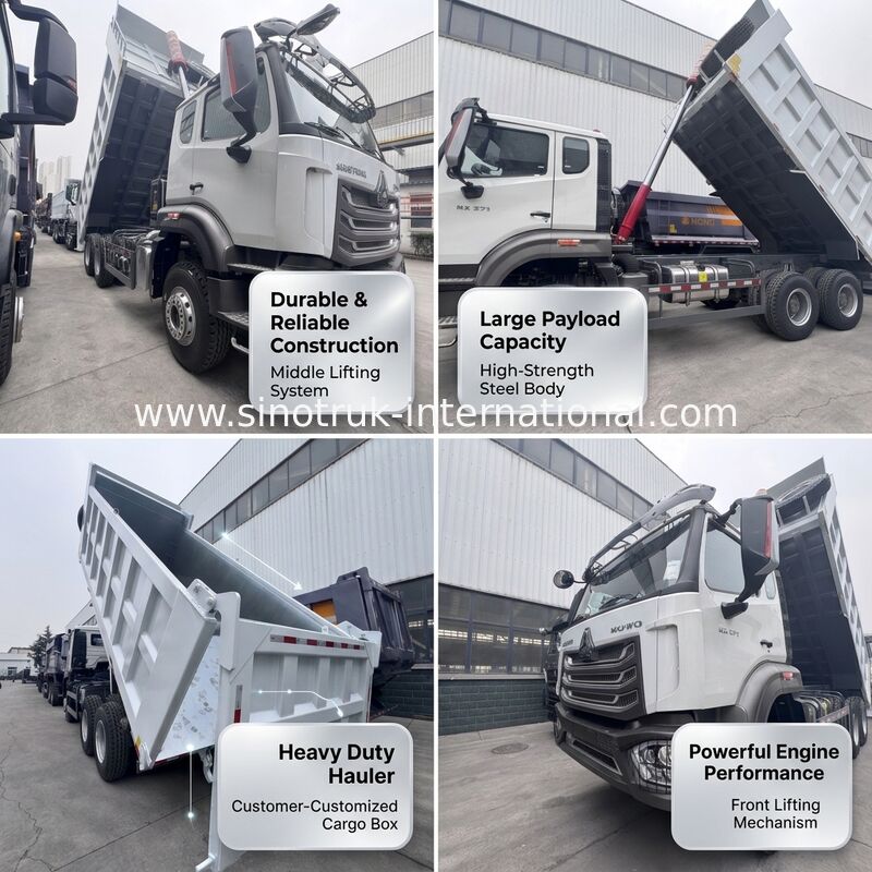 Truk Jungkit SINOTRUK HOHAN Howo Baru 19-20CBM Disesuaikan Pelanggan Pengangkat Depan 6 × 4 LHD Kotak Kargo
