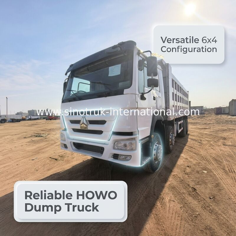 Truk Tipper Dump Truk beban berat dengan kapasitas beban 40-50 ton, mesin diesel 375 tenaga kuda, dan panjang kargo 7300 mm