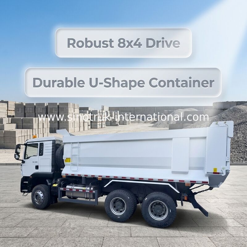 SINOTRUK HOWO TX Model 380HP LHD Tipper Dump Truck 6X4 Utype Container Putih