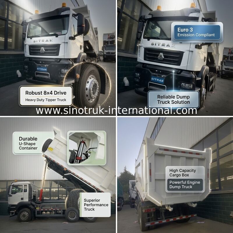Truk Sampah Bak U-Shape Putih 371HP dengan Performa Mid-Lift Unggul