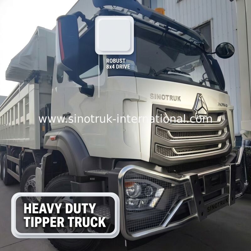 Truk Dump Tipper Sinotruk NX dengan Mesin 371HP, Kapasitas 50-60T dan Penggerak 8×4 untuk Transportasi Tugas Berat