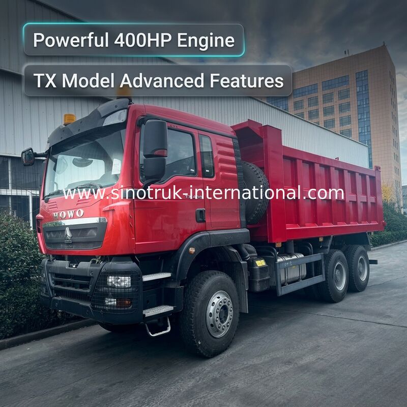 SINOTRUK HOWO TX Model 400HP LHD Tipper Dump Truck 6X4 Dengan lampu Peringatan