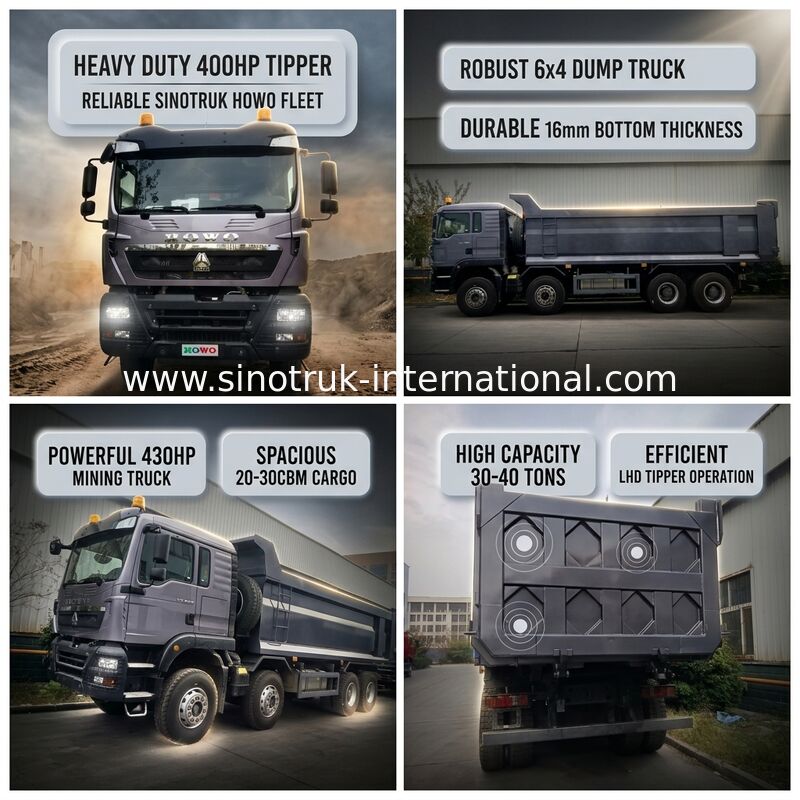 Truk Tipper SINOTRUK HOWO 400HP 12 Roda LHD 30-40 Ton 20-30CBM ZZ3317V356GB1
