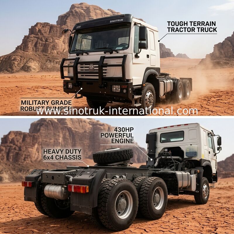 SINOTRUK 430 tenaga kuda 6 × 4 traktor dengan bumper militer