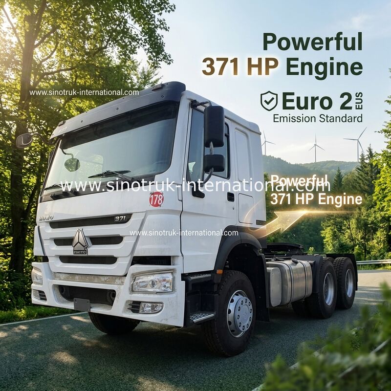 HOWO A7 Traktor Truk bekas LHD 6X4 Euro 2 371 HP Dengan Power Assisted Hydraulic Steering Putih